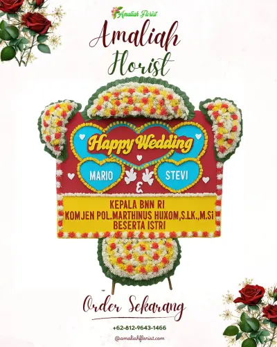 Karangan Papan Bunga Pernikahan di Sangsit